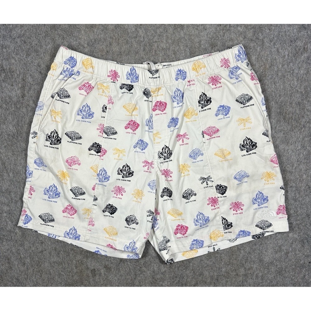 The North Face Mens XL Class V Campfire Print Lined Shorts Swim Trunks